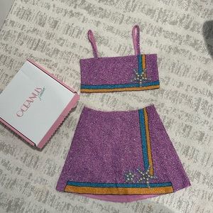 Oceanus hand beaded crop top and mini skirt - in Monni Co-ord